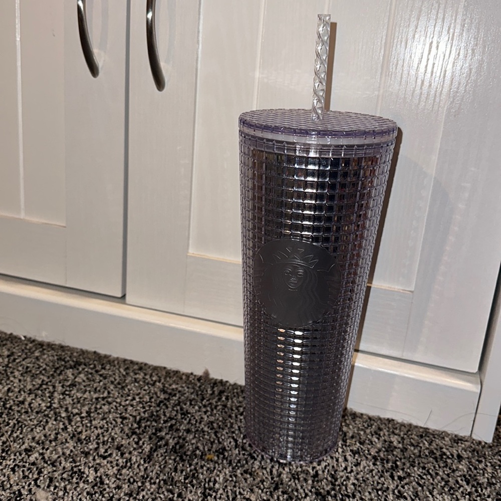 Starbucks 2020 holiday silver grid mirror disco ball tumbler